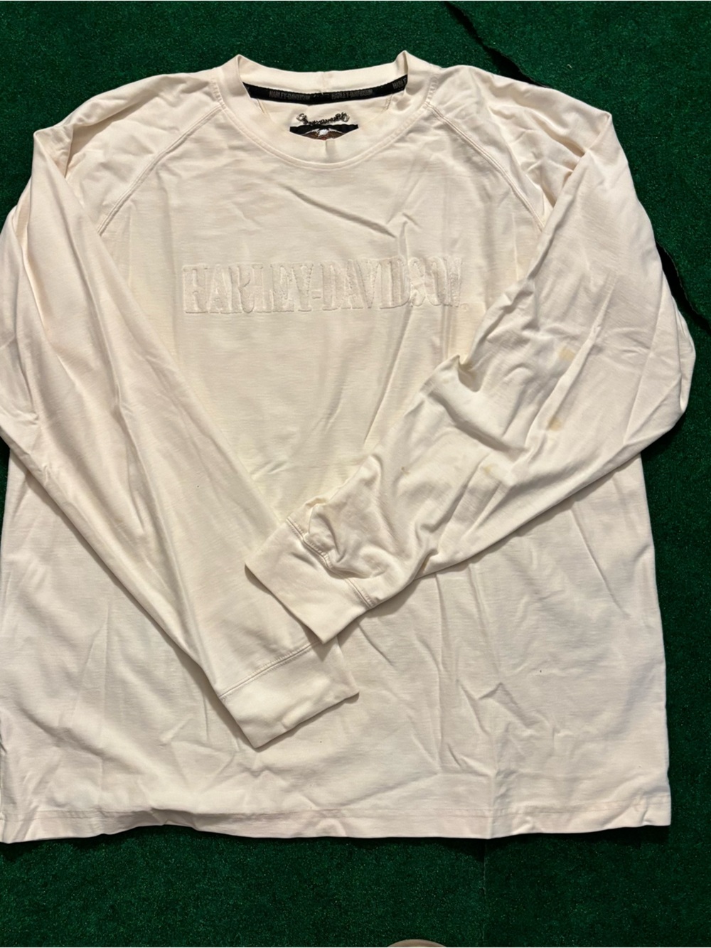 Harley Davidson Men's Long-Sleeve Crewneck Shirt - White